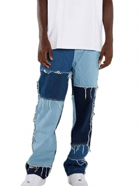 Hiphop-Jeans Heren Met Patchwork-Patchwork En Rits