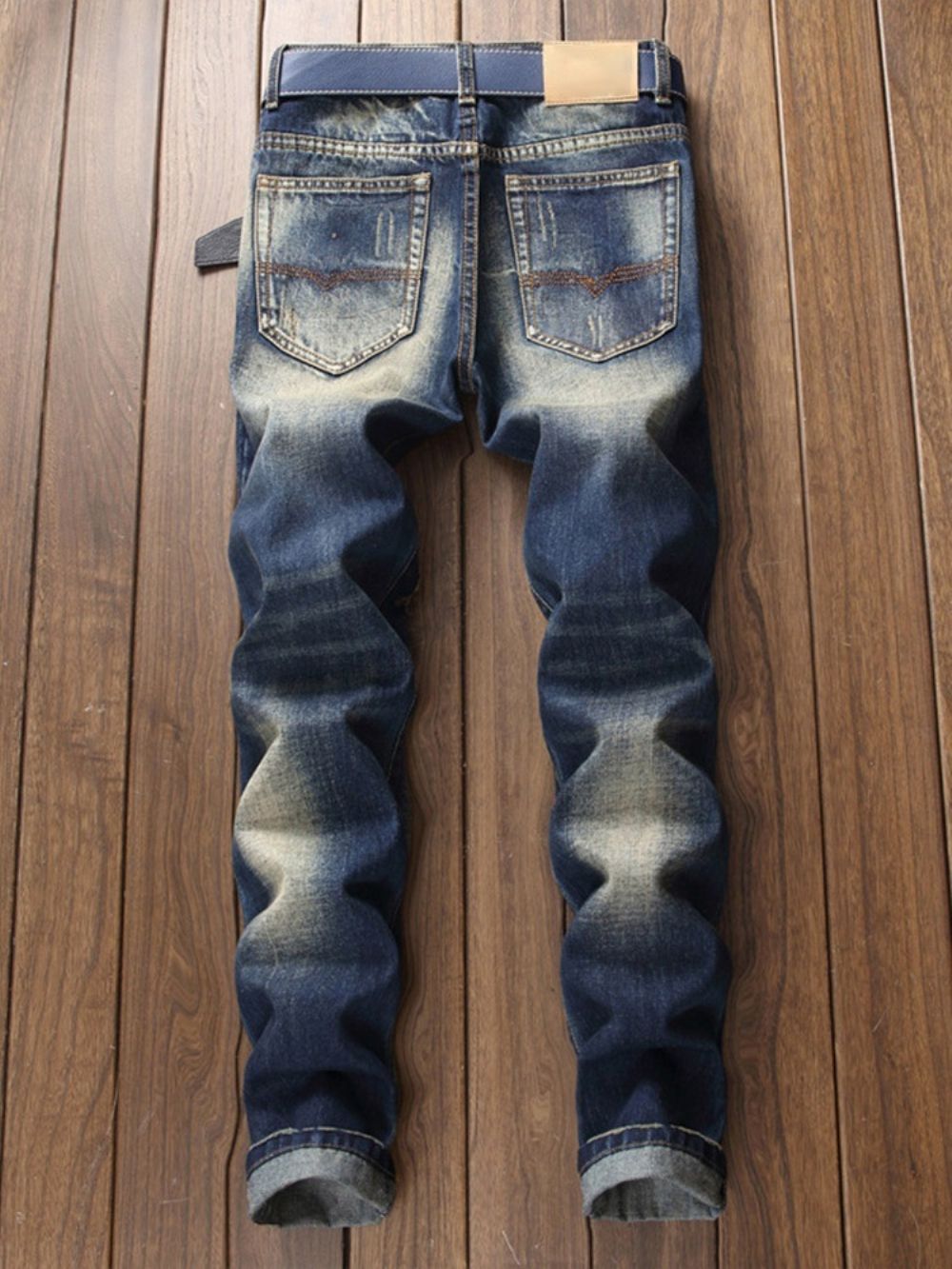 Jeans Met Halfhoge Taille Met Kleurblokzak En Rits