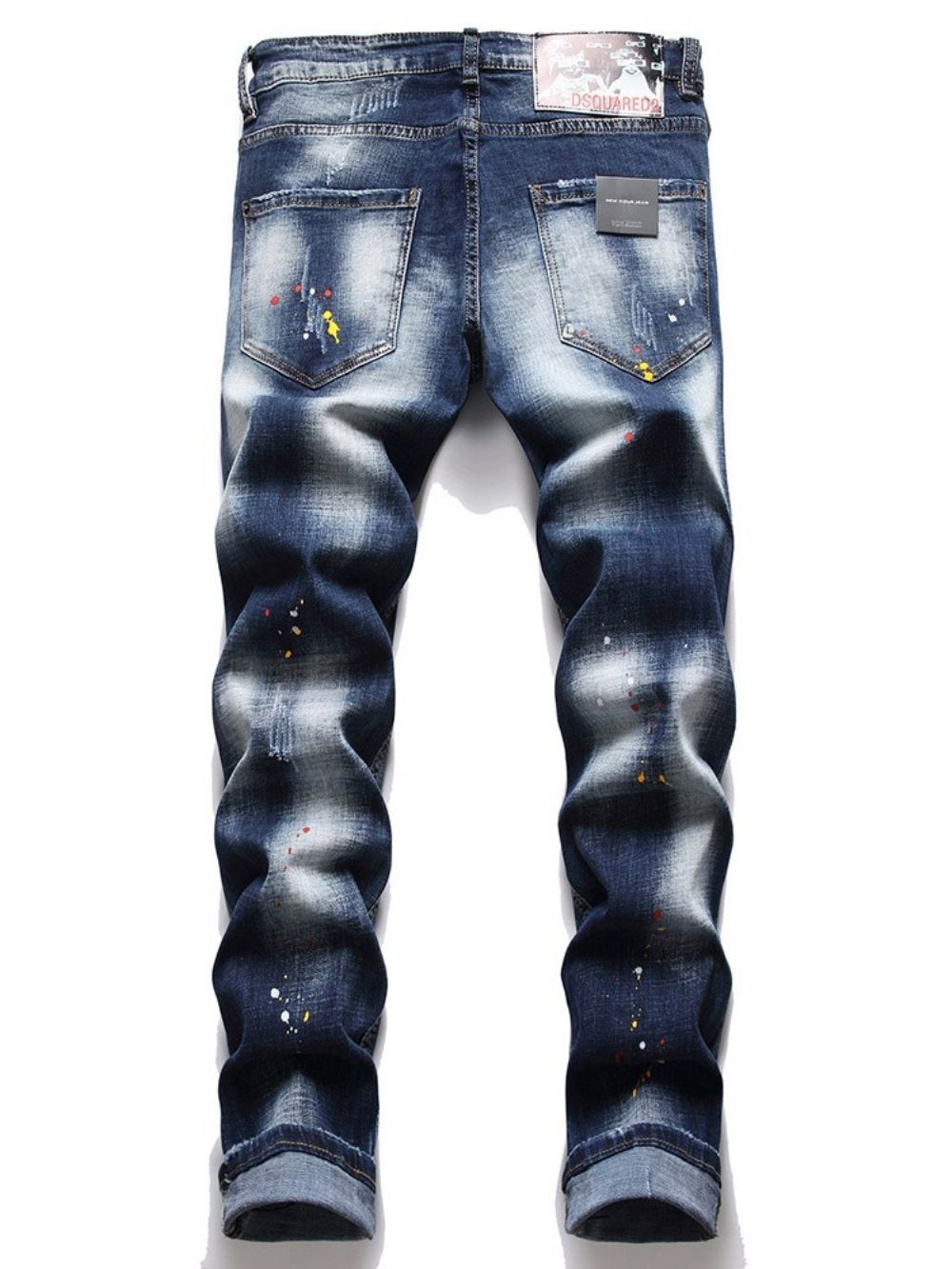 Jeans Met Kleurblokgat En Knoop Midden Taille