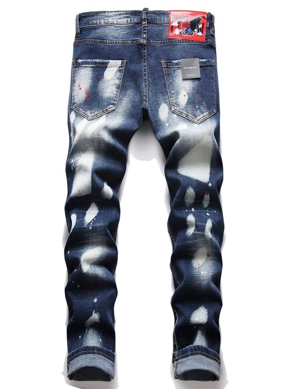 Jeans Met Kleurblokgat En Knoop Midden Taille