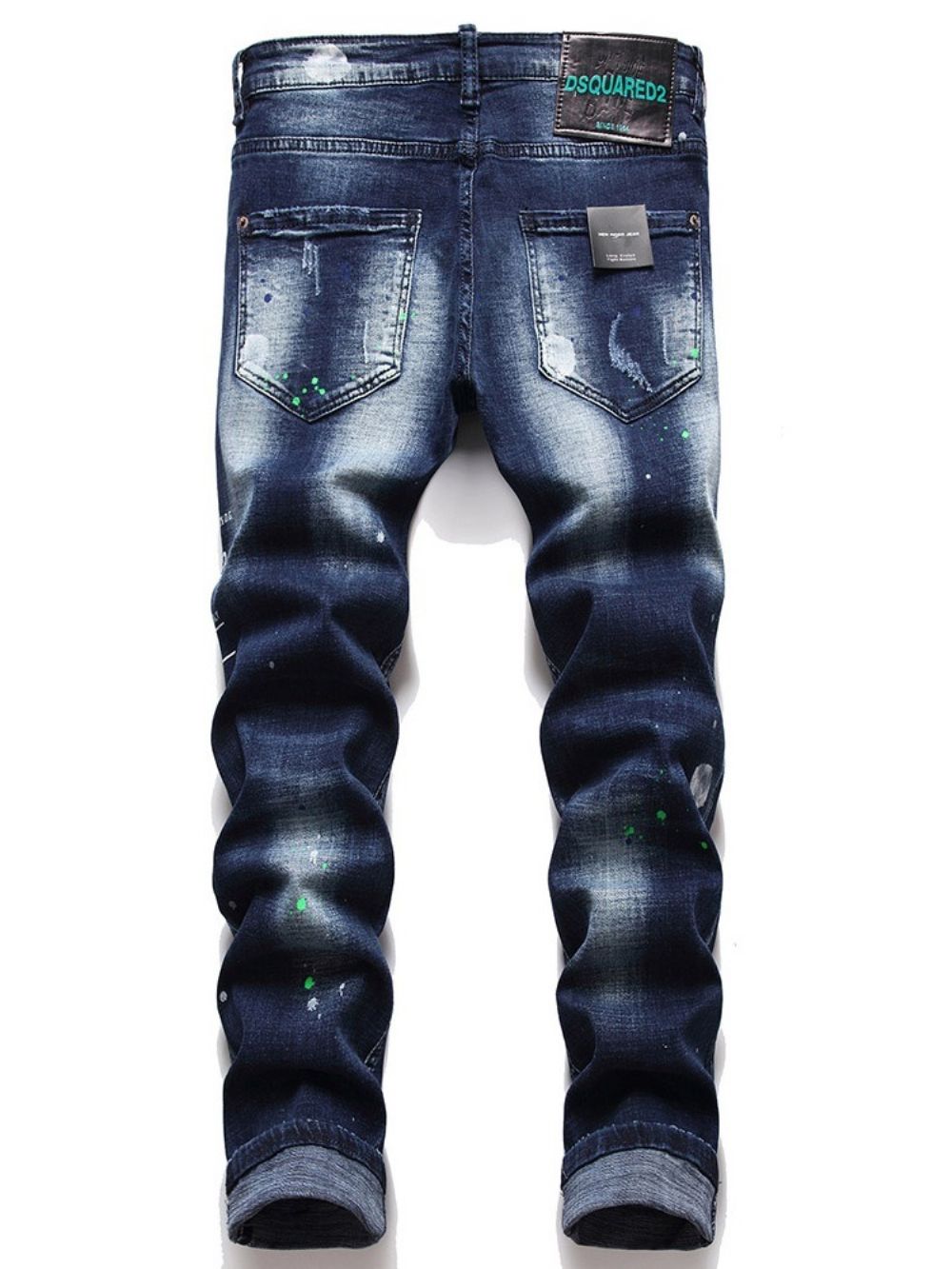 Jeans Met Kleurblokgat En Knoop Midden Taille