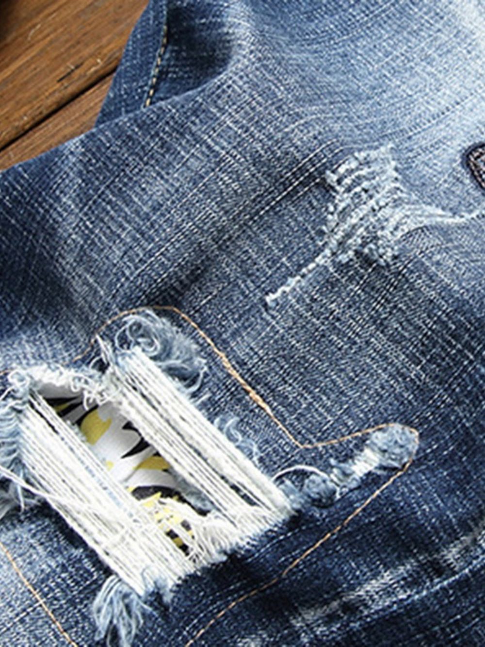 Jeans Met Rechte Taille En Rits Met Gaten