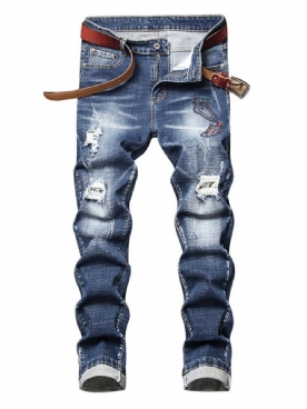 Jeans Met Rechte Taille En Rits Met Gaten