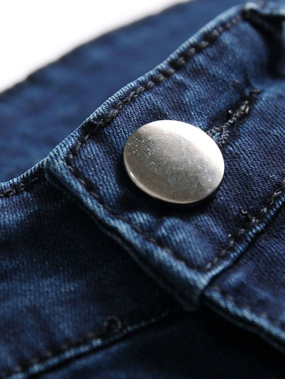 Jeans Met Ritssluiting En Middelhoge Taille Met Effen Gaten