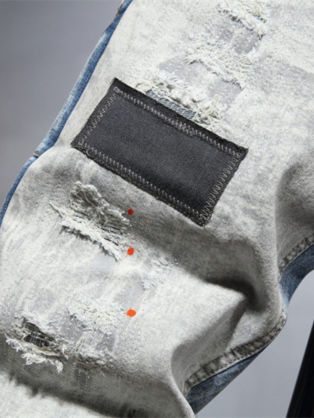 Kleurblok Gedragen Potloodbroek Casual Jeans Met Rits