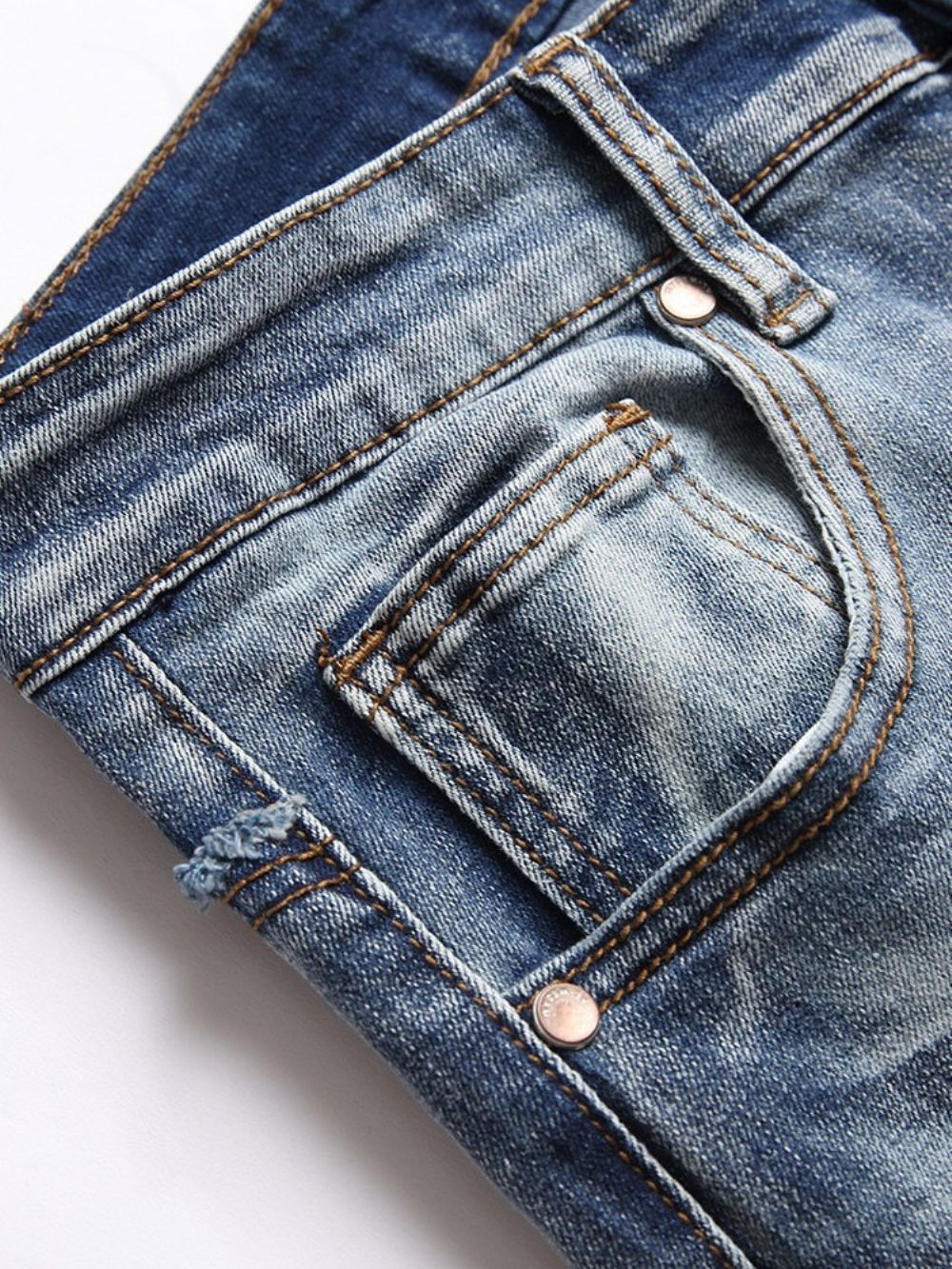 Mode Herenjeans Met Halfhoge Taille En Kleurblokken