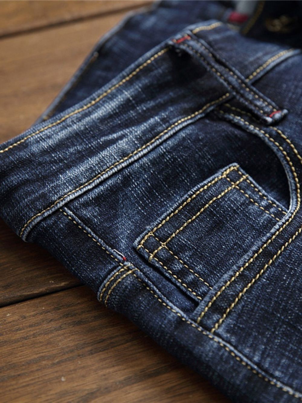 Mode-Jeans Met Geborduurd Kleurblok Met Ritssluiting