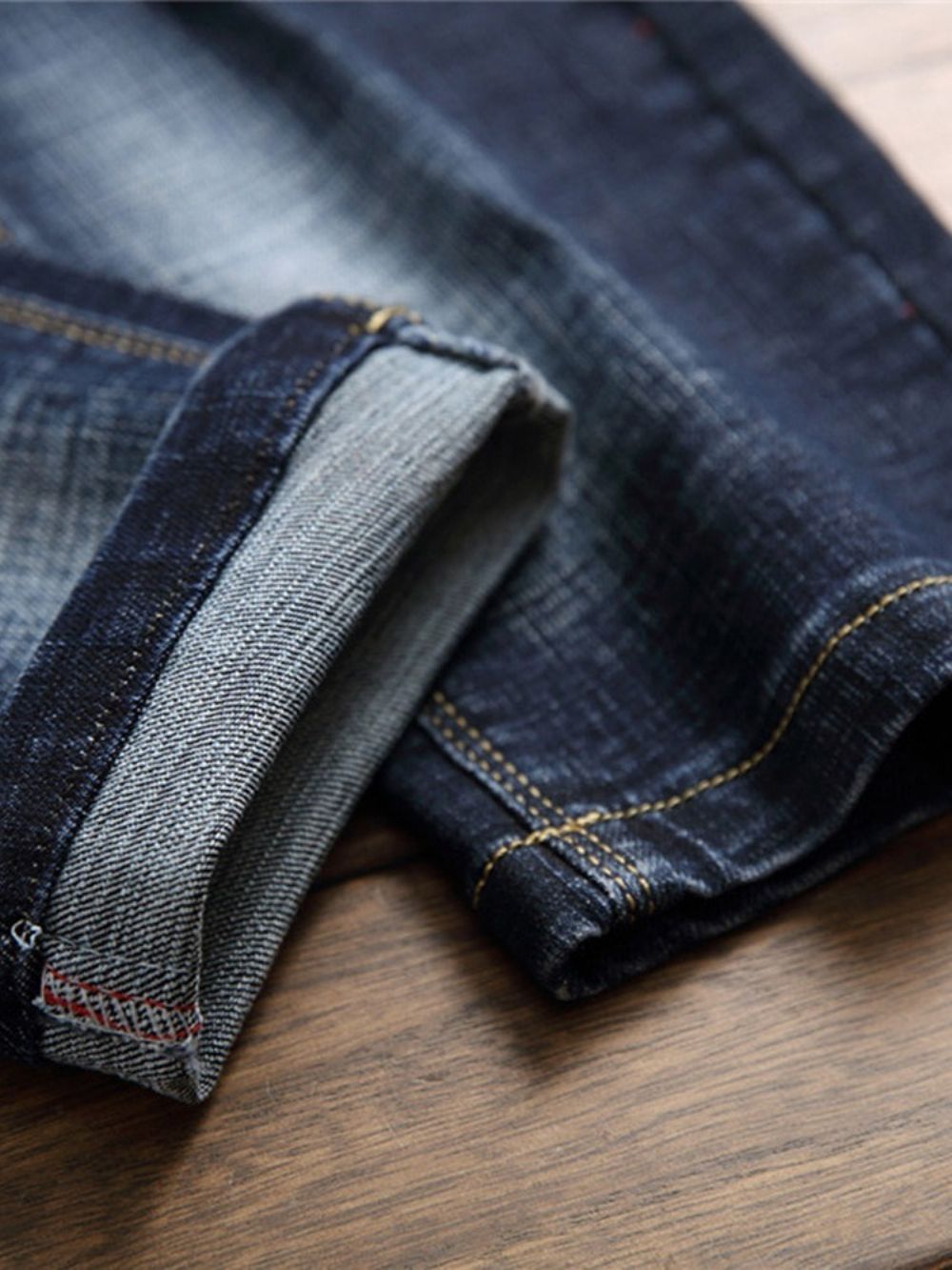 Mode-Jeans Met Geborduurd Kleurblok Met Ritssluiting