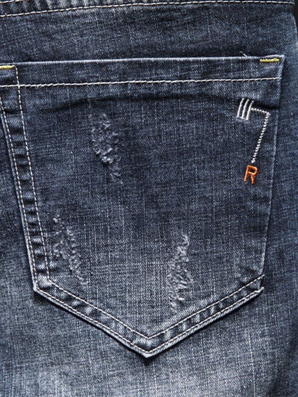 Mode-Jeans Met Halfhoge Taille En Effen Gaten