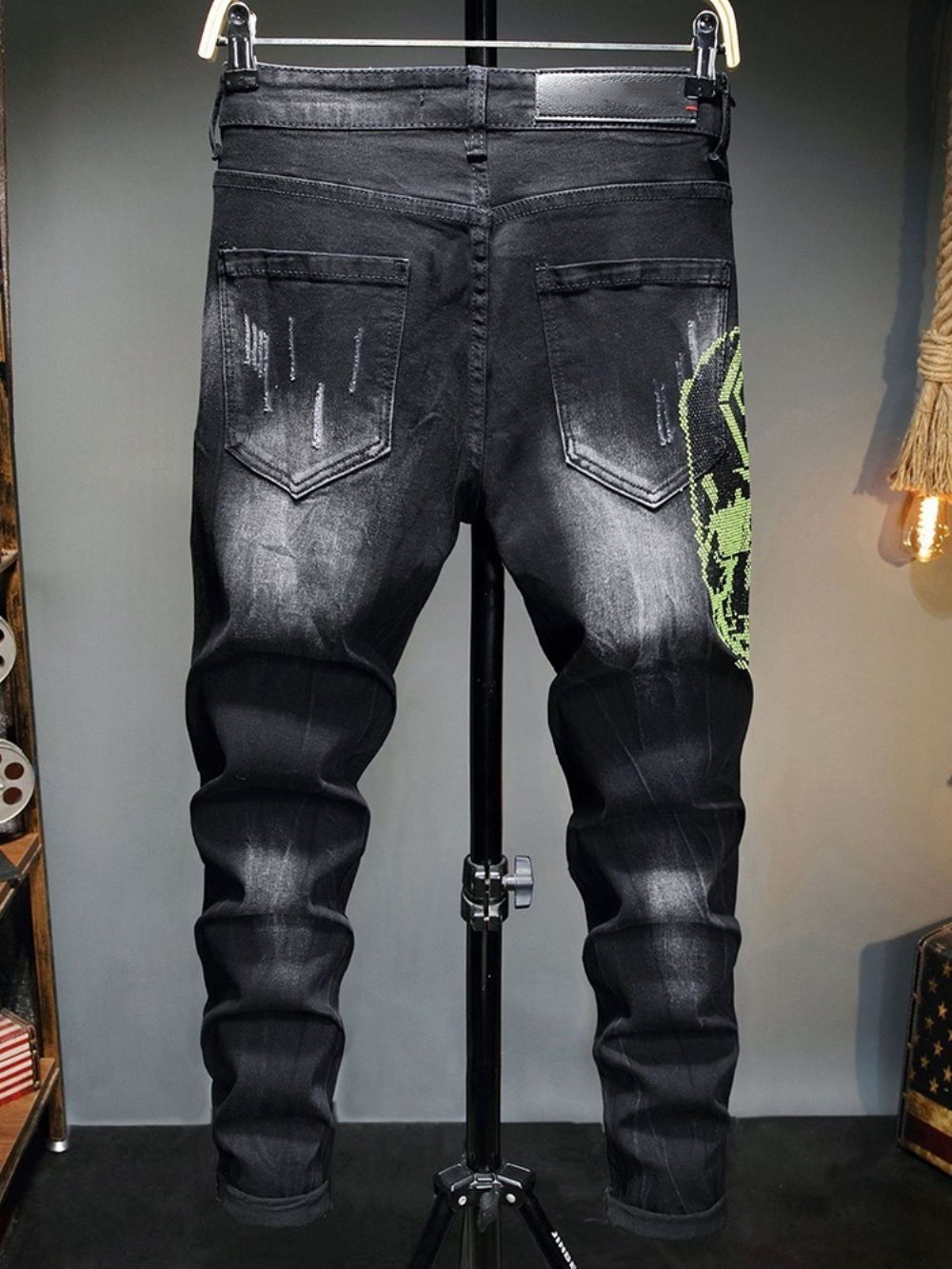 Mode-Jeans Met Rits En Kleurblokken Print