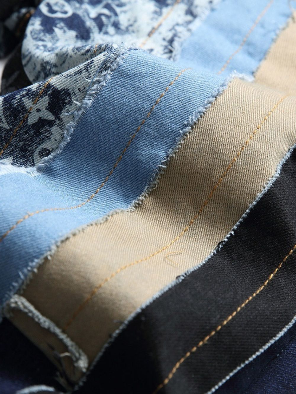 Patchwork Kleurblok Rits Europese Jeans