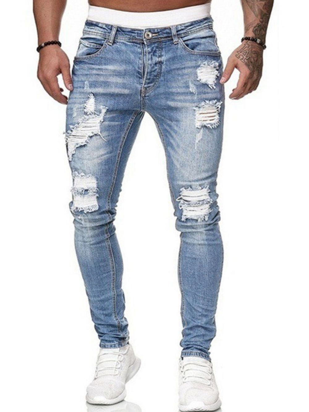 Potlood Broek Effen Gat Midden Taille Europese Mode-Jeans