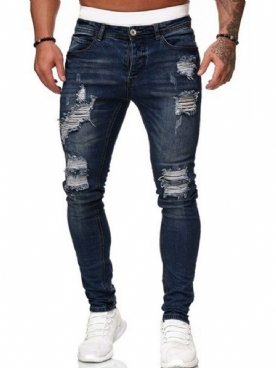 Potlood Broek Effen Gat Midden Taille Europese Mode-Jeans