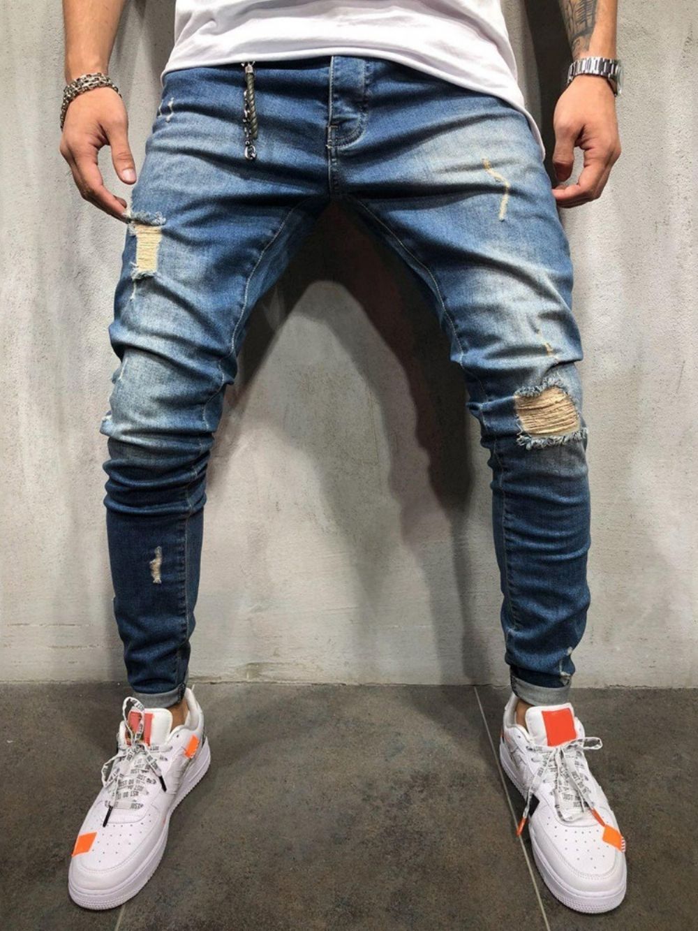 Potlood Broek Gat Dunne Midden Taille Europese Jeans