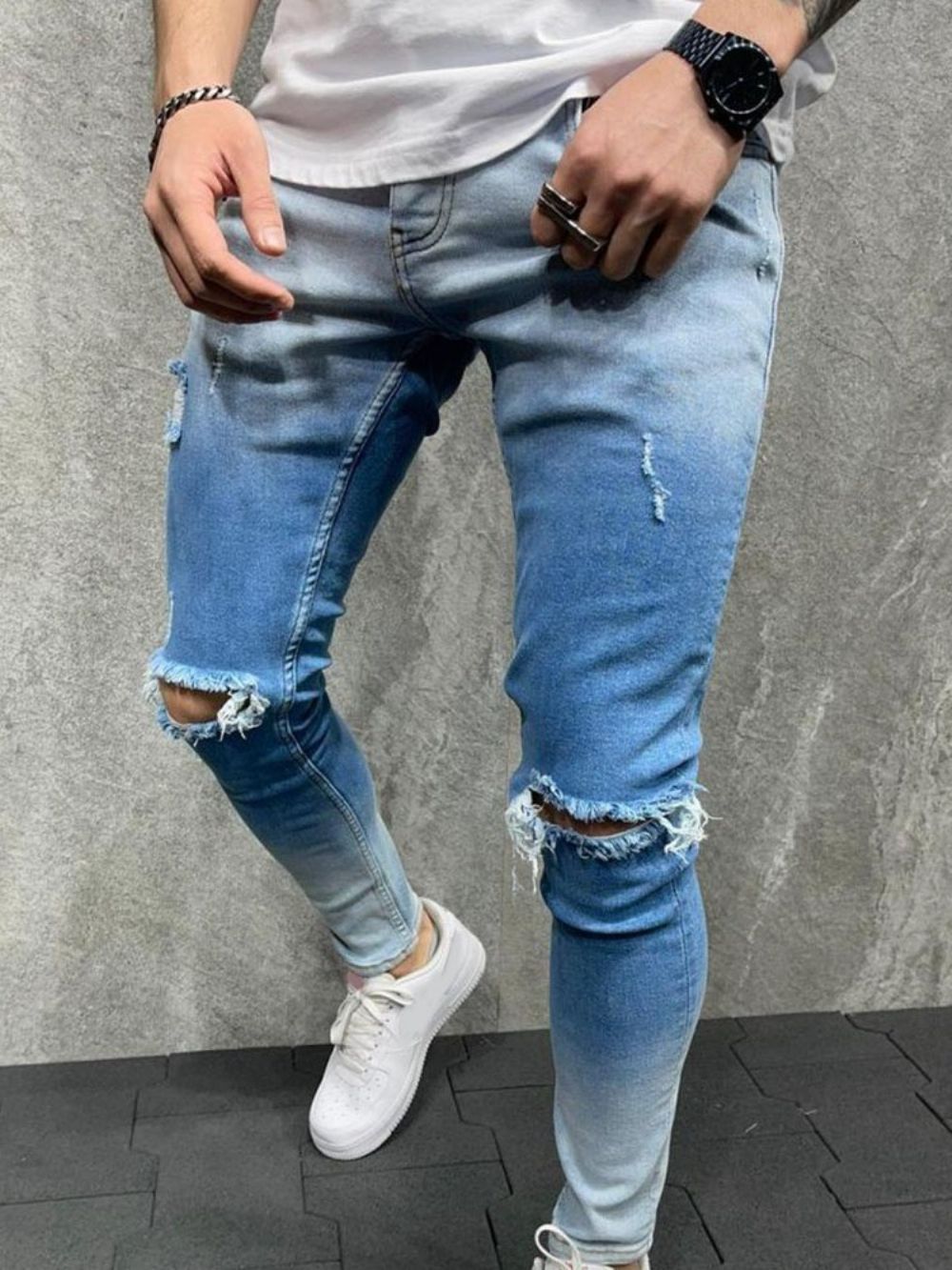 Potloodbroek Casual Herenjeans Met Gradiënt Rits