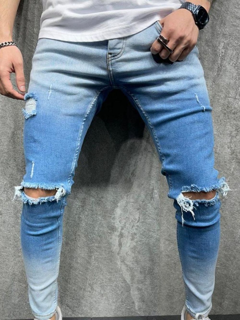 Potloodbroek Casual Herenjeans Met Gradiënt Rits