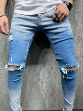 Potloodbroek Casual Herenjeans Met Gradiënt Rits