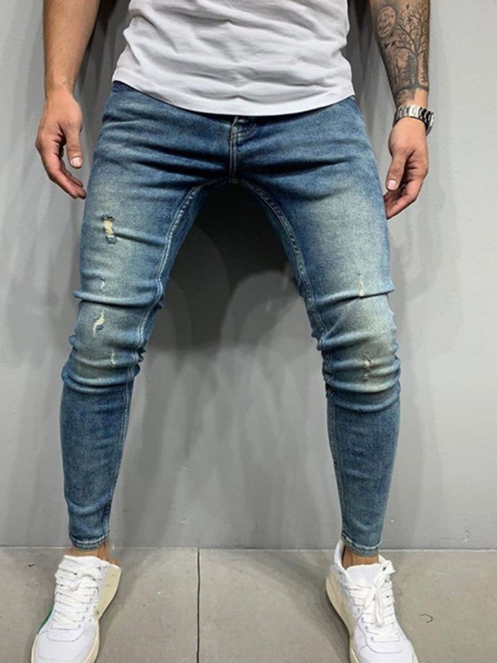 Potloodbroek Effen Gedragen Europese Casual Jeans Met Middelhoge Taille