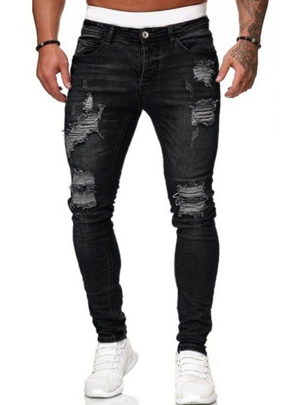 Potloodbroek Gat Effen Midden Taille Rits Herenjeans