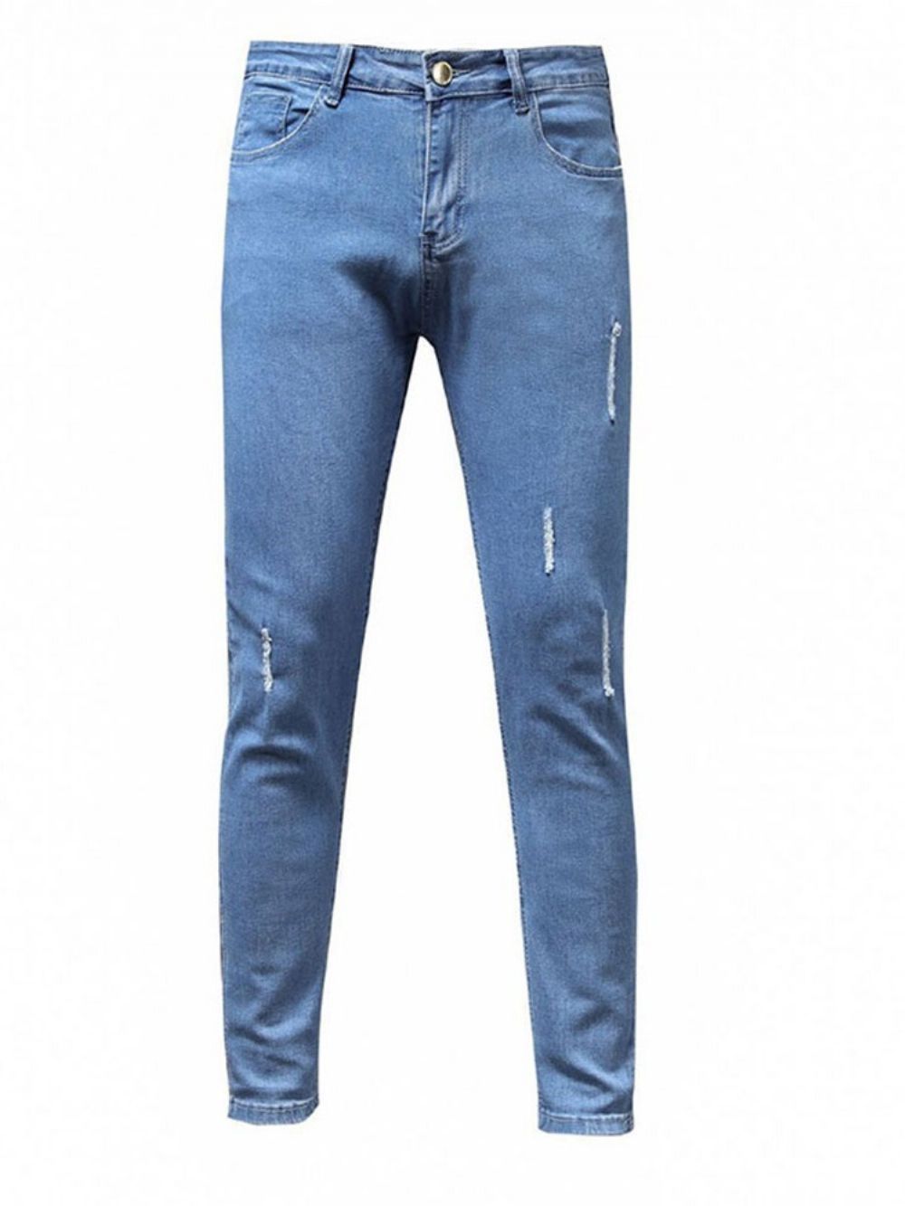 Potloodbroek Gedragen Effen Jeans Met Halfhoge Taille En Rits