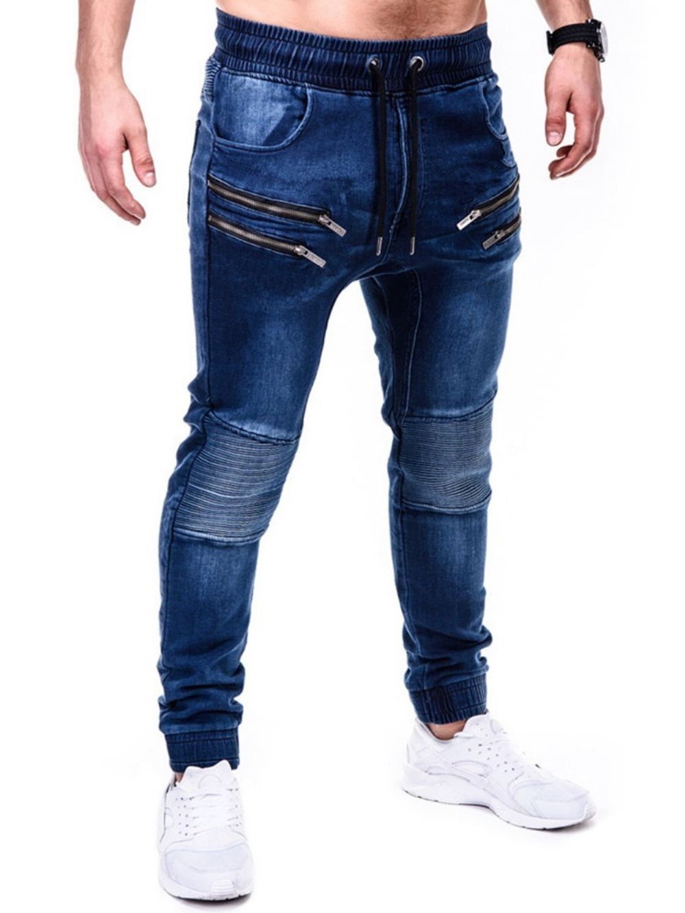 Potloodbroek Gedragen Hiphop-Jeans Heren Met Middelhoge Taille