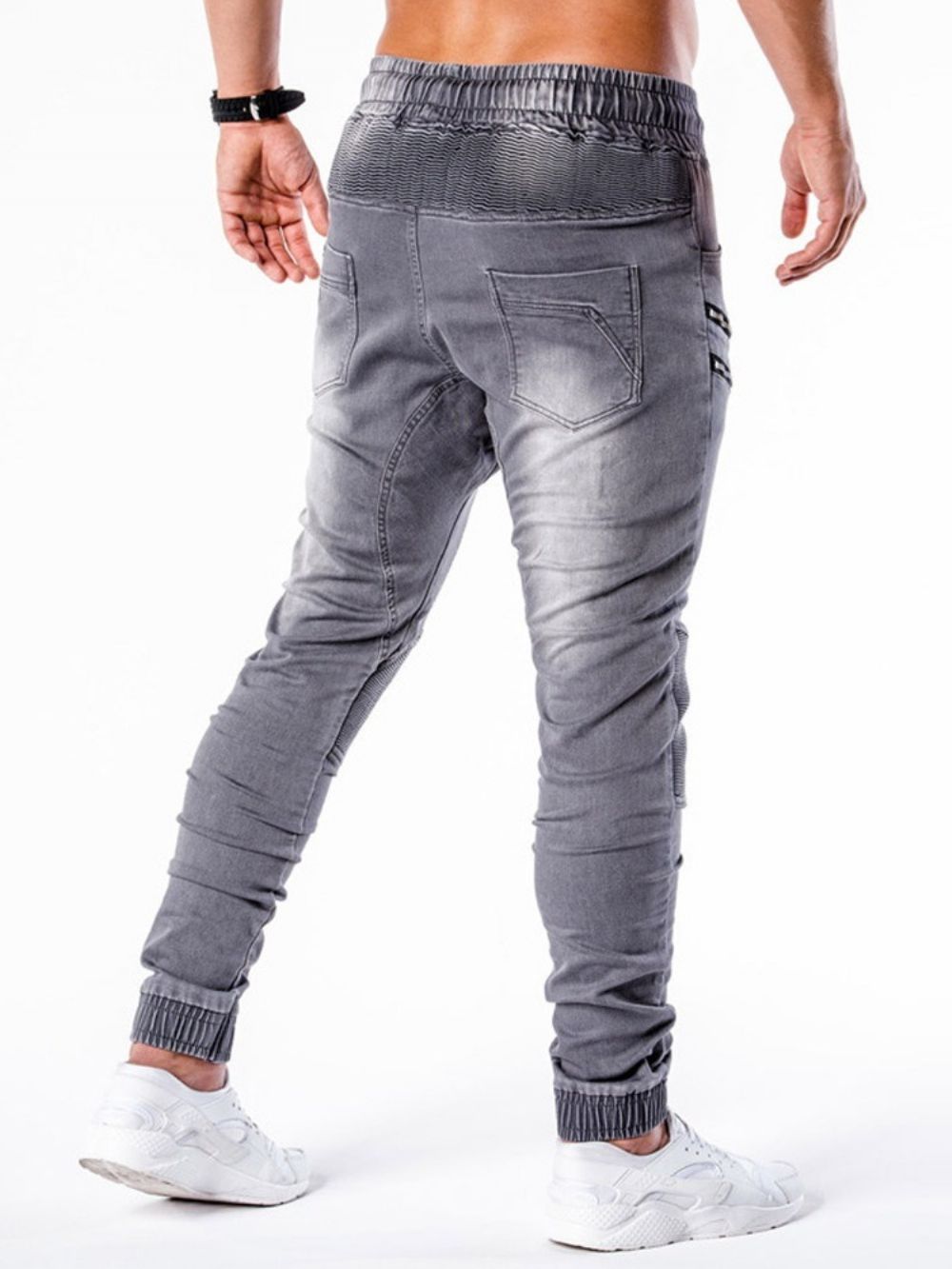 Potloodbroek Gedragen Hiphop-Jeans Heren Met Middelhoge Taille