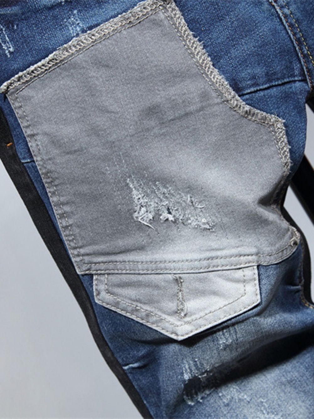 Potloodbroek Kleurblok Patchwork Casual Jeans Met Halfhoge Taille