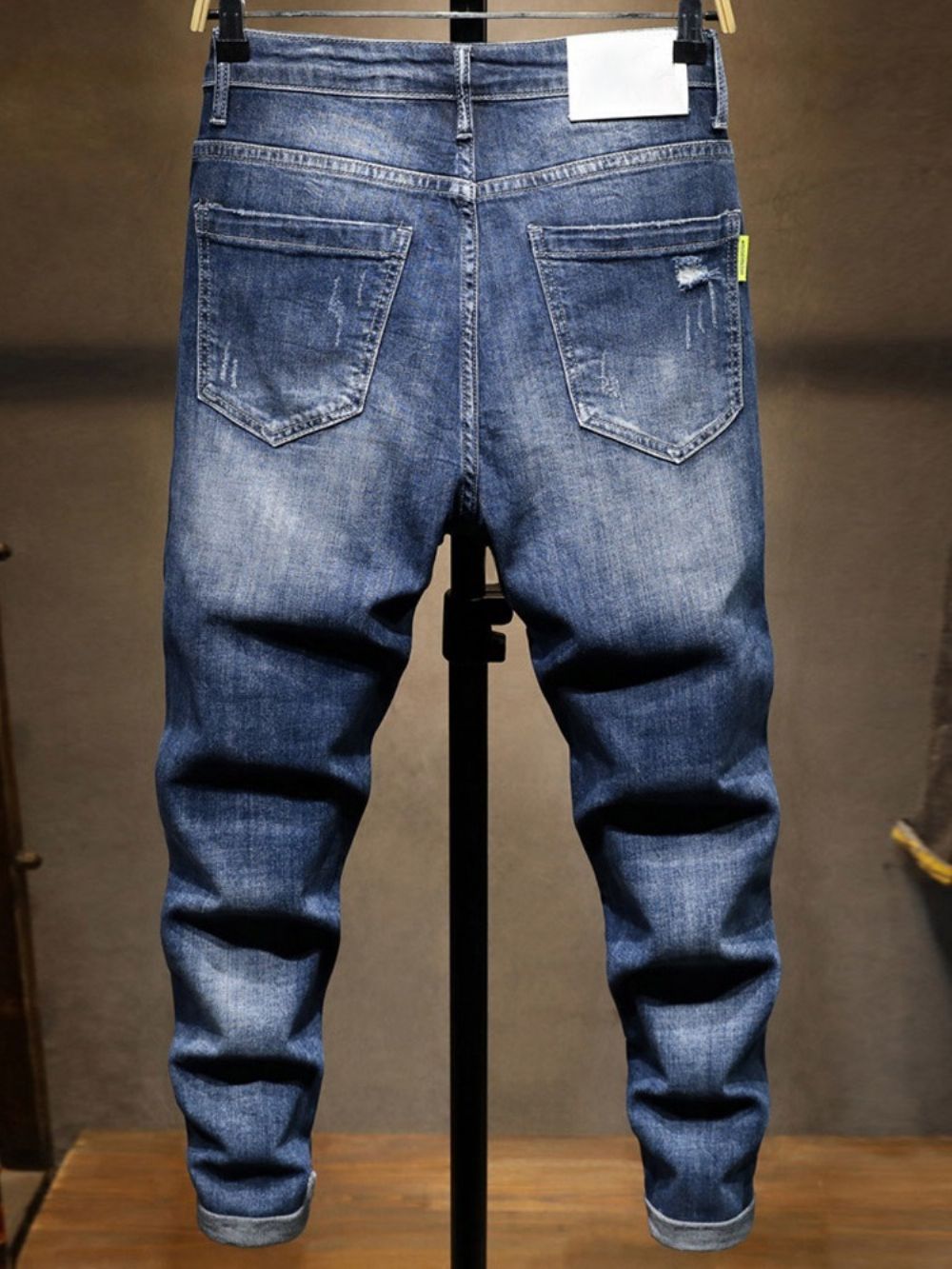 Potloodbroek Kleurblok Versleten Middentaille Herenmodejeans