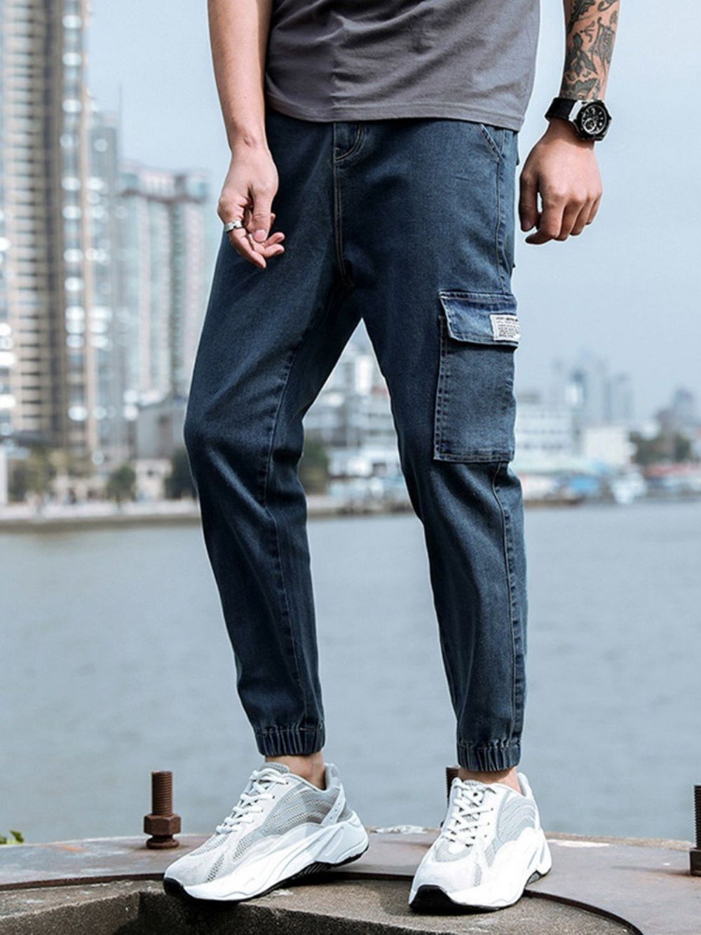 Potloodbroek Koreaanse Herenjeans Met Rits