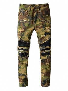 Potloodbroek Met Camouflageprint European Zipper Jeans