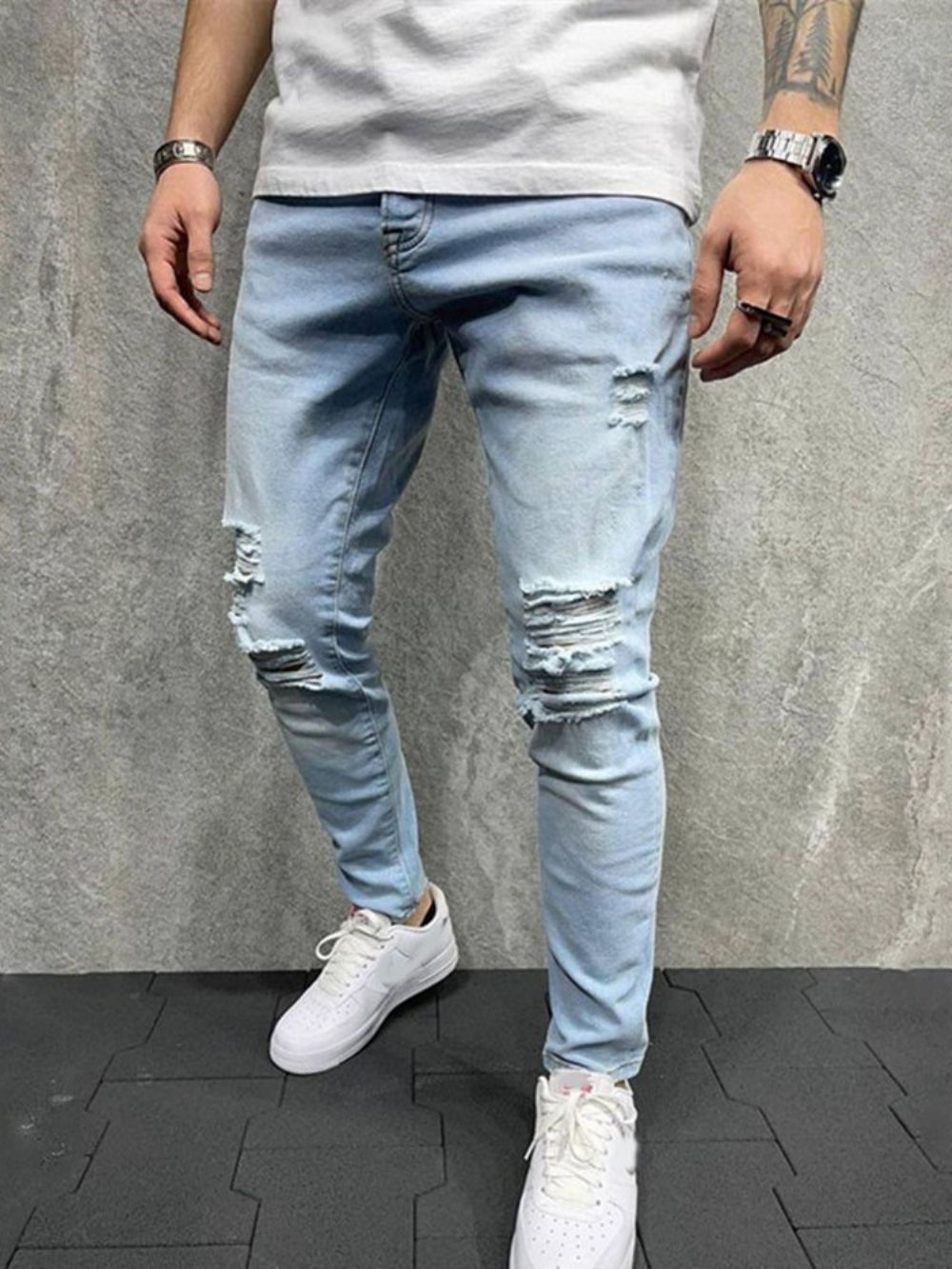 Potloodbroek Rits Casual Rits Herenjeans Over De Volledige Lengte