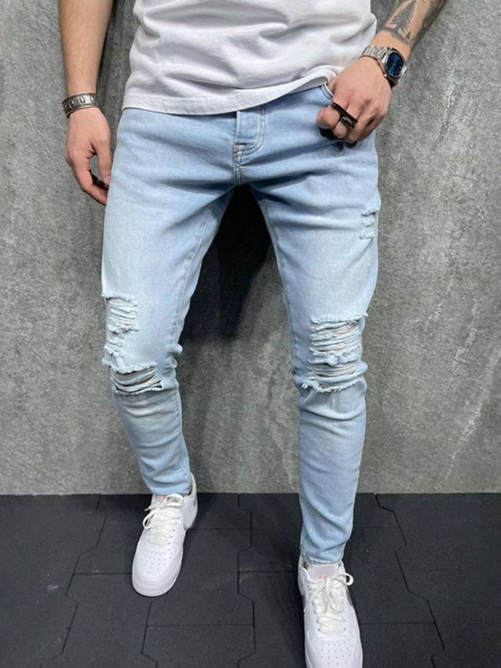 Potloodbroek Rits Casual Rits Herenjeans Over De Volledige Lengte