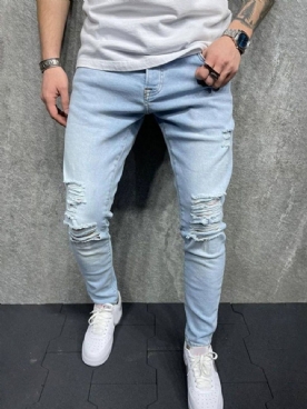 Potloodbroek Rits Casual Rits Herenjeans Over De Volledige Lengte