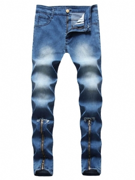 Potloodbroek Versleten Herenjeans Met Halfhoge Taille En Rits