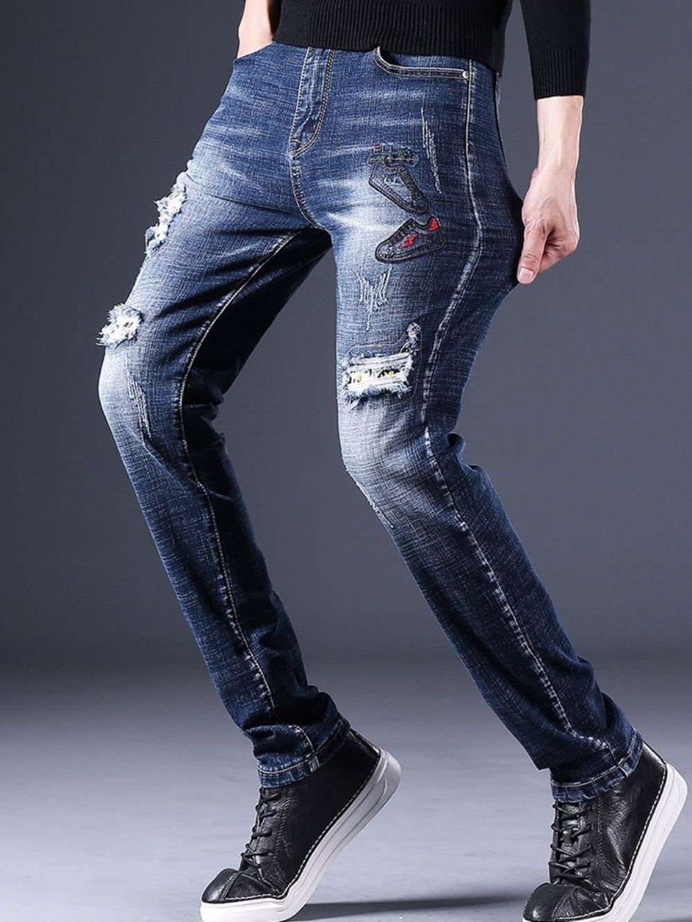 Recht Gedragen Europese Casual Jeans Met Ritssluiting