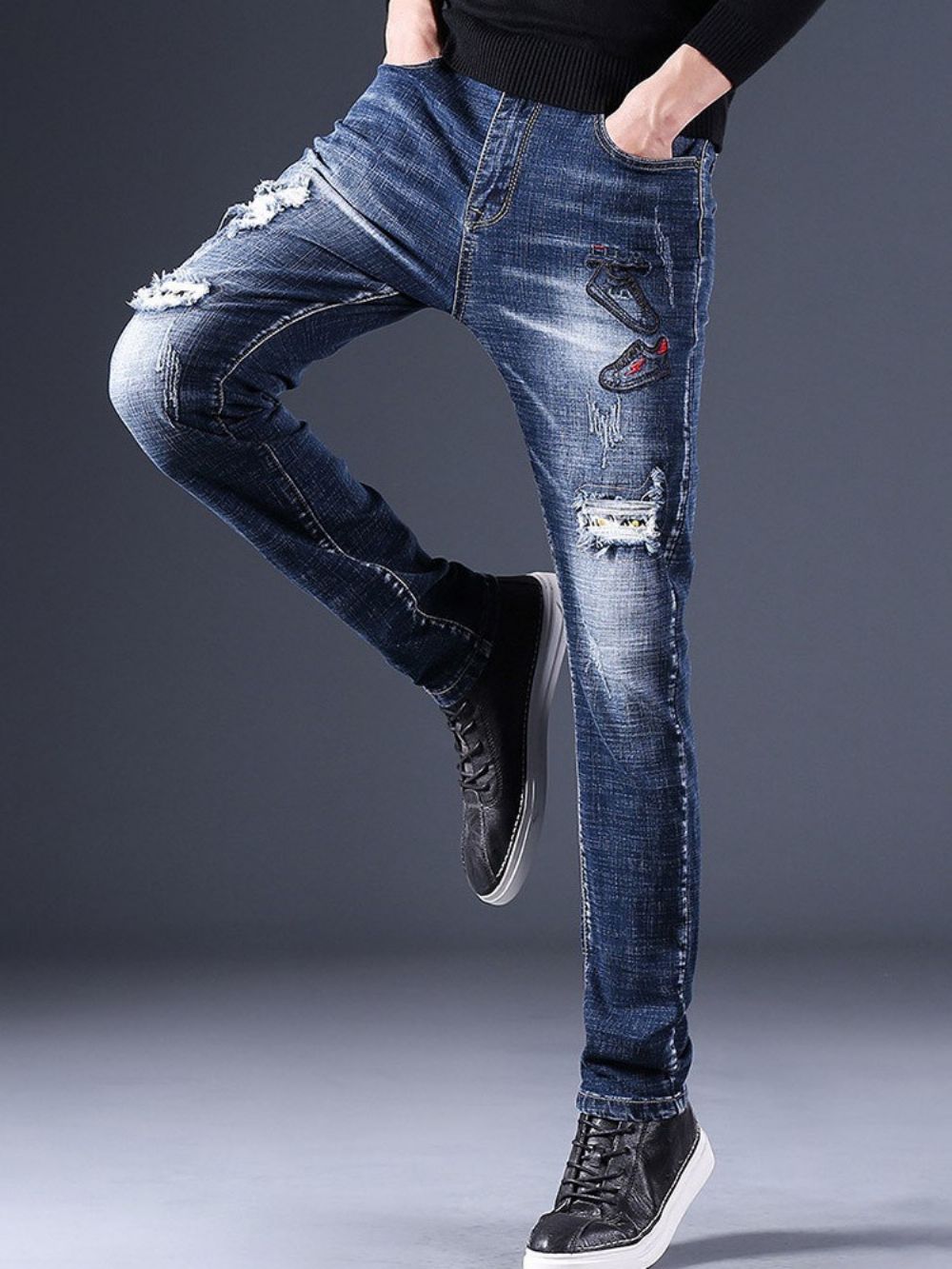 Recht Gedragen Europese Casual Jeans Met Ritssluiting