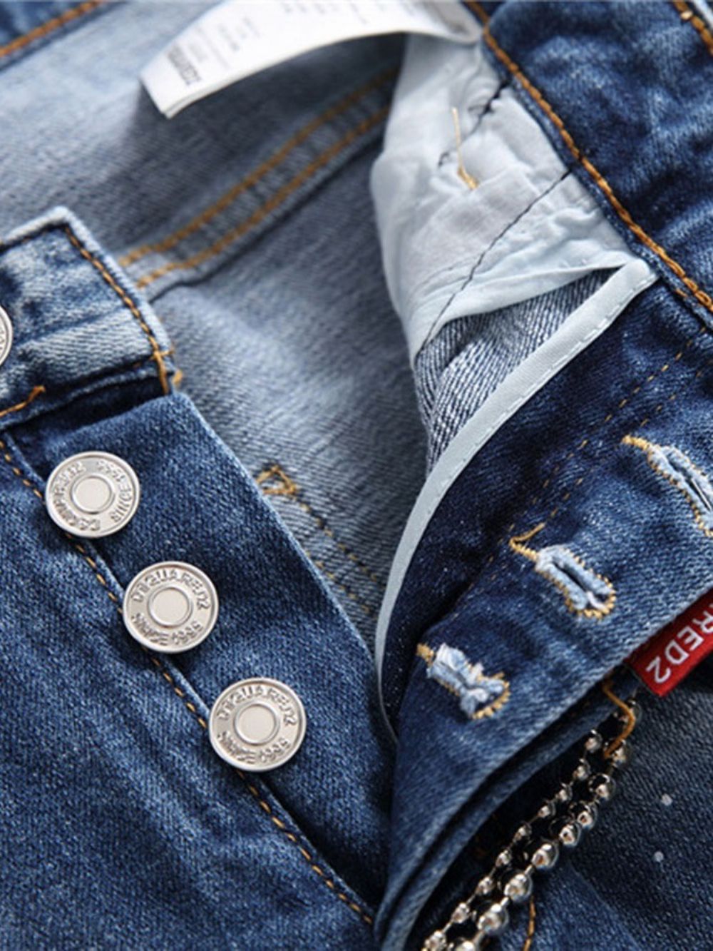 Recht Gedragen Europese Slanke Jeans Met Middelhoge Taille Heren