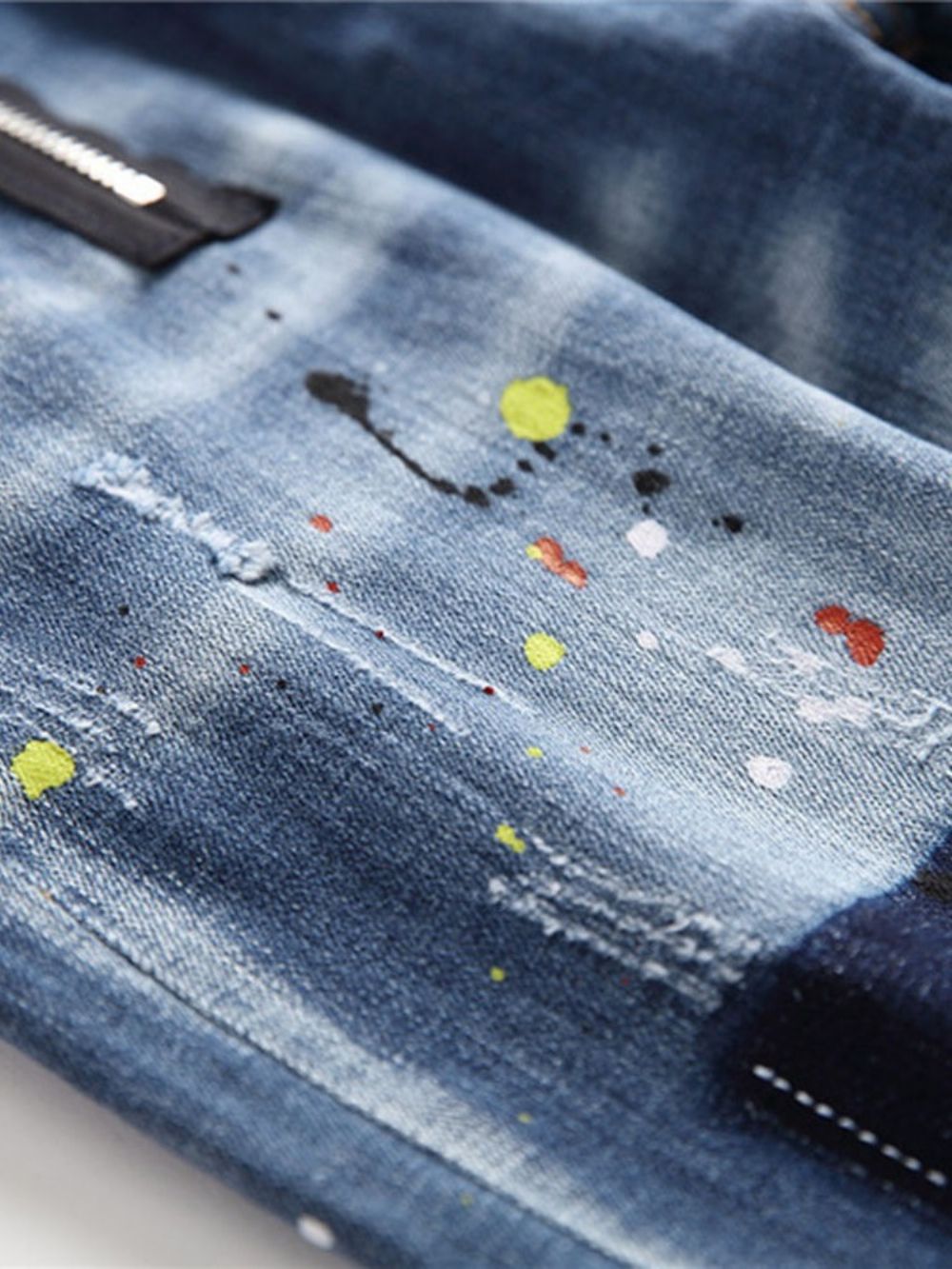 Recht Gedragen Europese Slanke Jeans Met Middelhoge Taille Heren