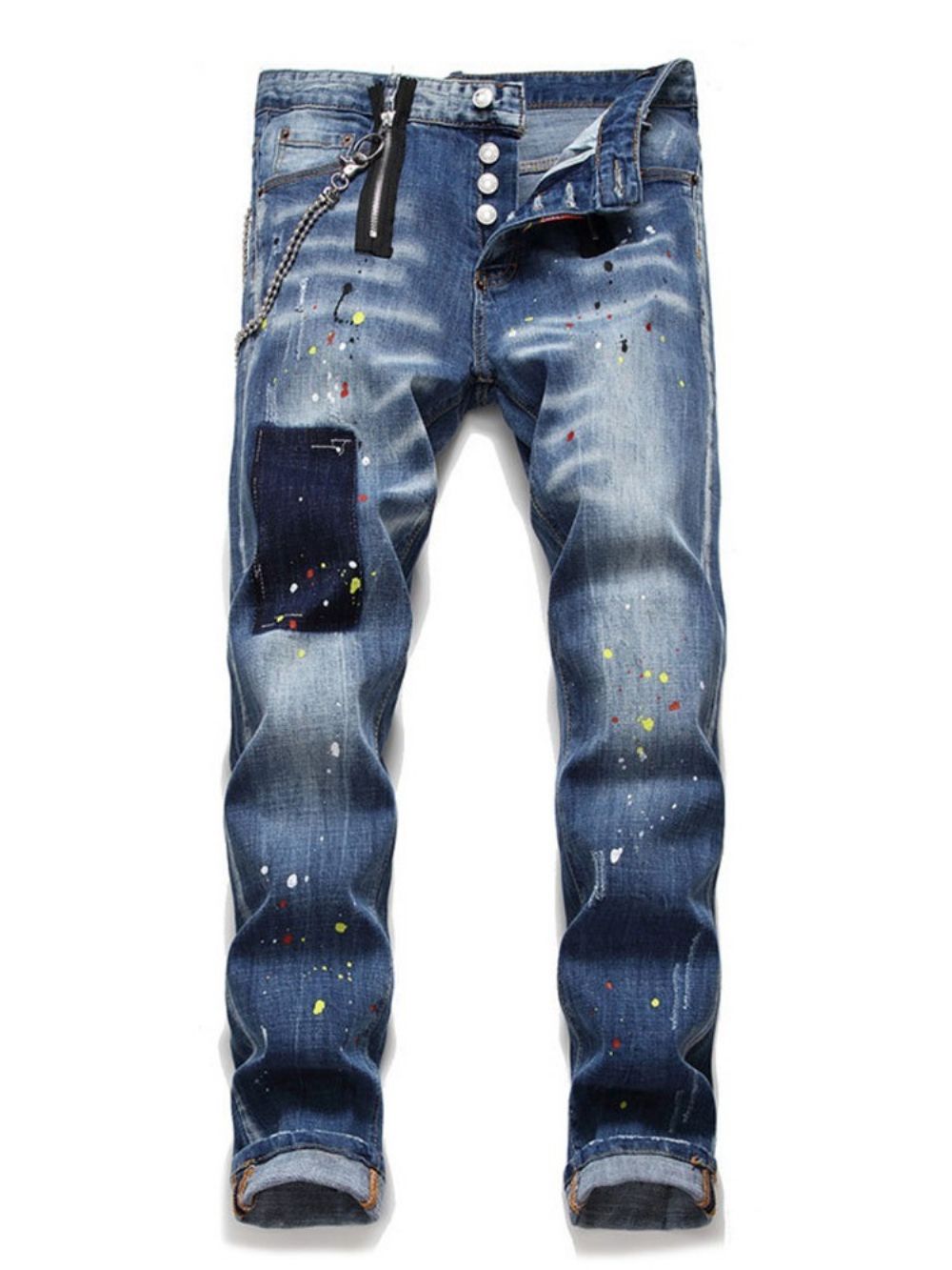 Recht Gedragen Europese Slanke Jeans Met Middelhoge Taille Heren