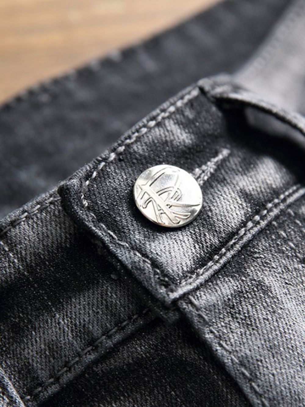 Rechte Casual Jeans Heren Met Geplooide Ritssluiting