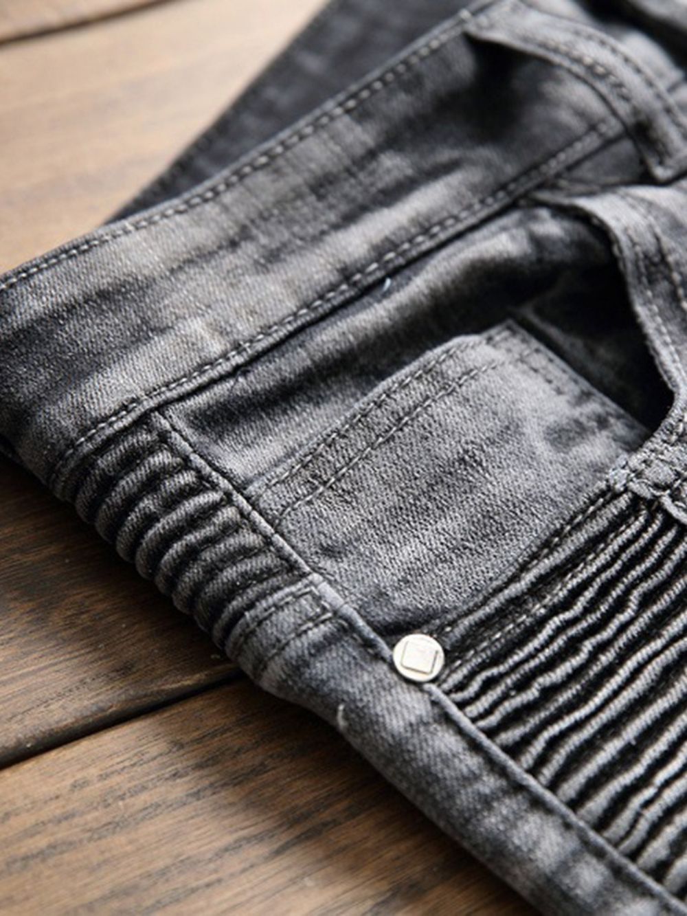 Rechte Casual Jeans Heren Met Geplooide Ritssluiting