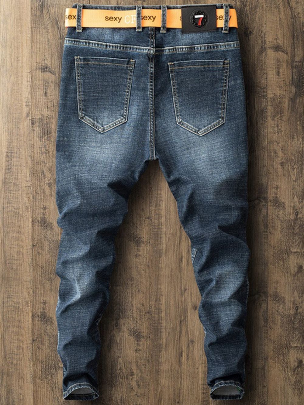 Rechte Europese Jeans Met Halfhoge Taille