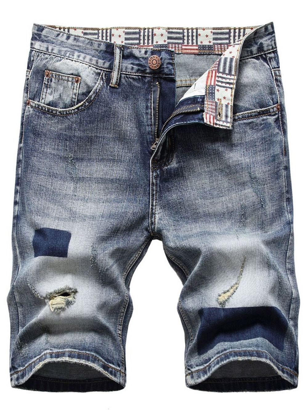 Rechte Hete Uitverkoop Jeans Met Midden Taille En Ritssluiting