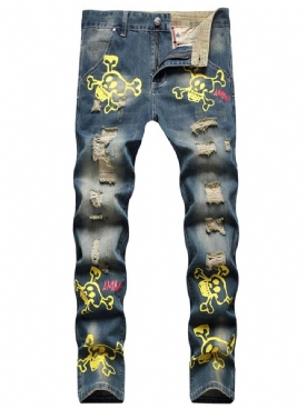 Rechte Hiphop-Jeans Met Rits En Print