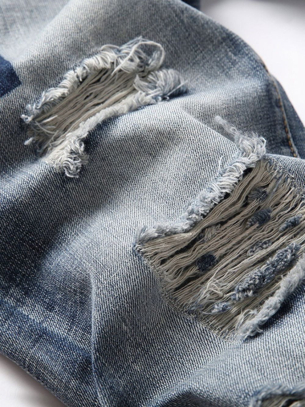 Rechte Versleten Europese Jeans Met Ritssluiting