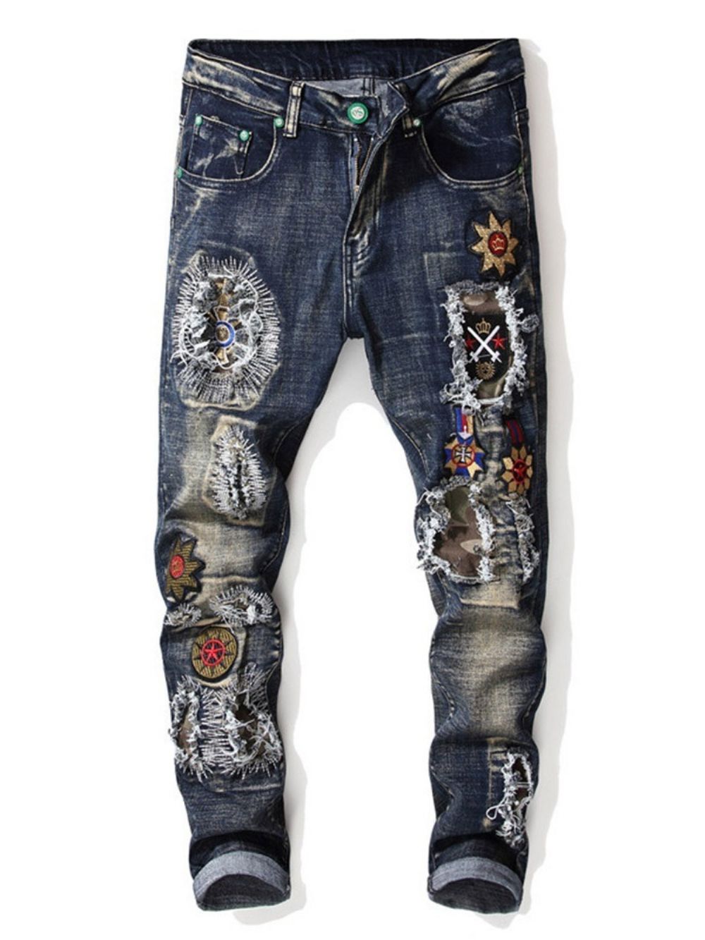 Smalle Herenjeans Met Ritssluiting En Halfhoge Taille