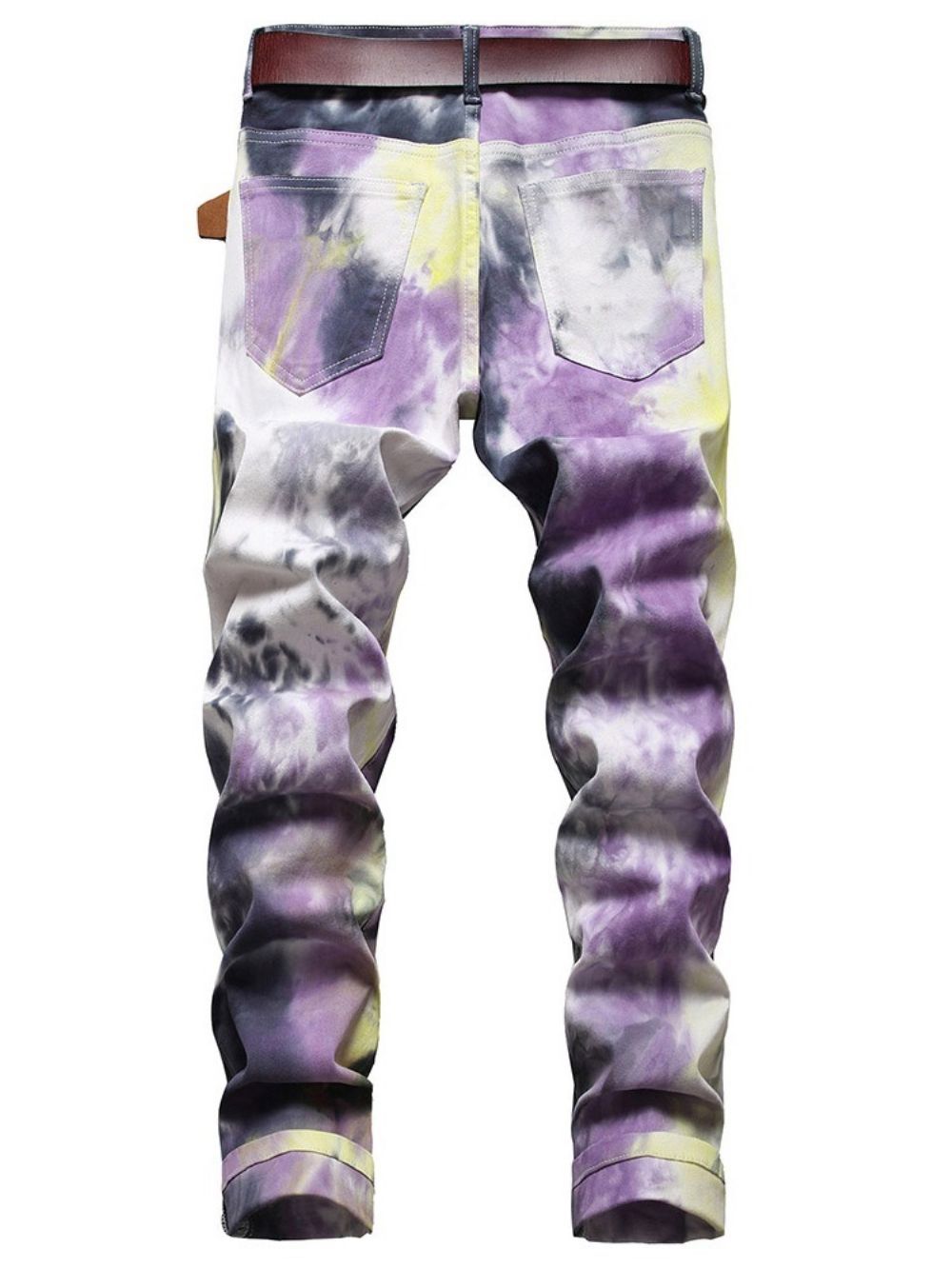 Tie-Dye Rechte Jeans Met Halfhoge Taille En Rits