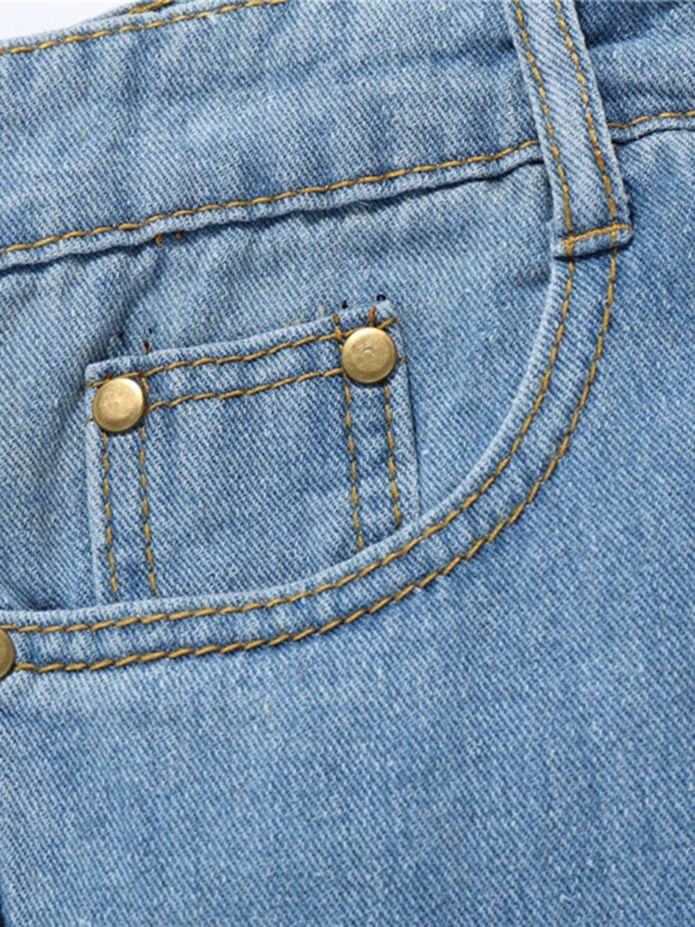 Verfspatten Kleurblok Rechte Europese Jeans Met Rits