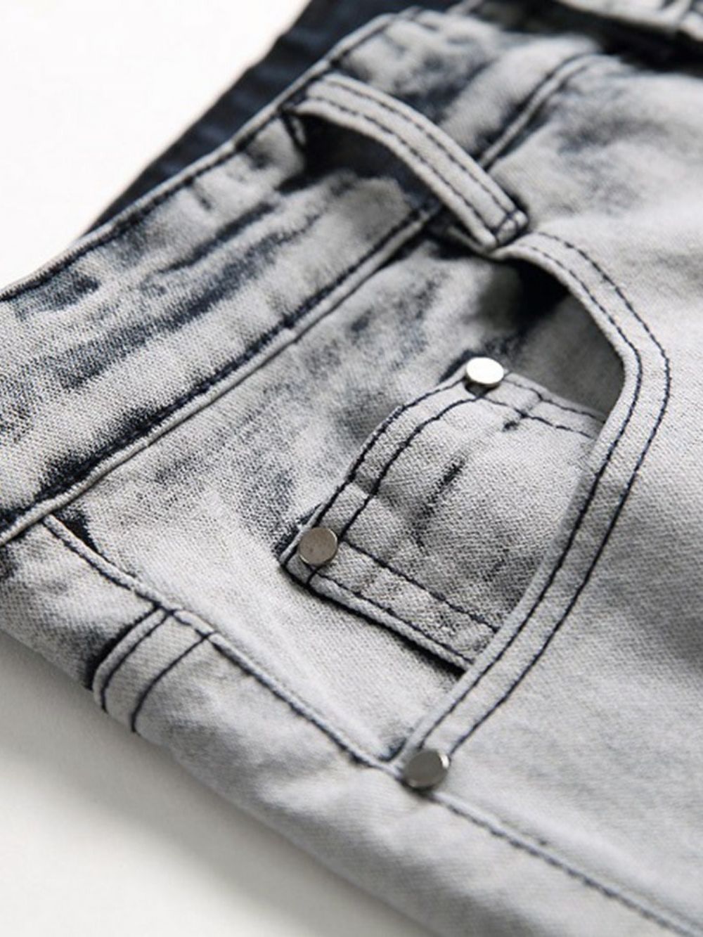 Versleten Europese Jeans Met Rechte Ritssluiting Heren