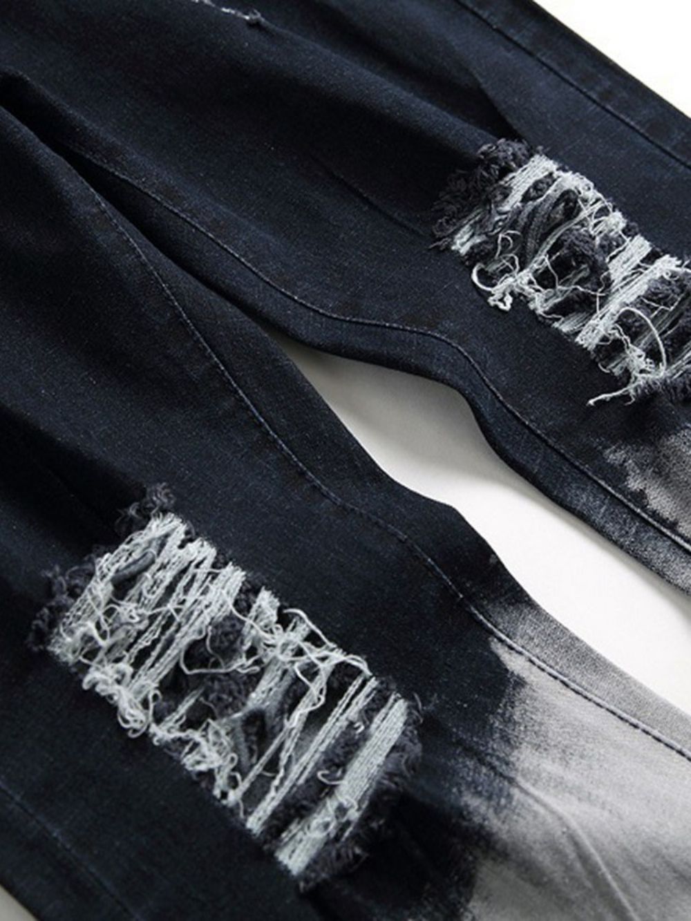 Versleten Europese Jeans Met Rechte Ritssluiting Heren